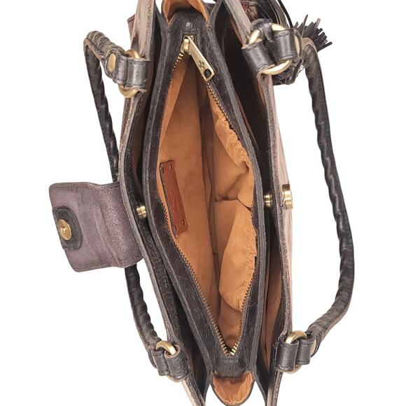 Patricia Nash Leather Rienzo Satchel Fall Tapestry Purse - Picture 9 of 9